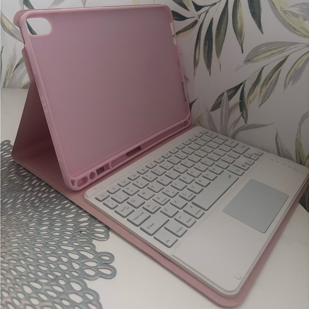 Pink Case for iPad Air 4/5 + Multicolor Bluetooth Keyboard with Mouse Pad